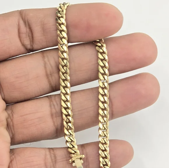 10kt Real Gold Solid Miami Cuban Bracelet 5mm 7 Inches
